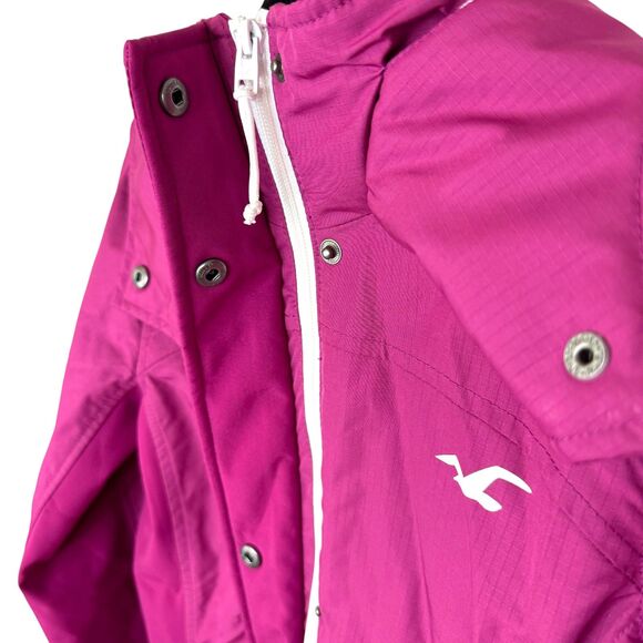 Hollister Pink All Weather Jacket with hood Light weight slim fit Size Small - Picture 7 of 16